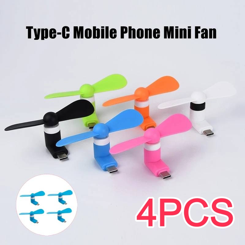 Phone Cooling Fan - 4/2/1個入り Type-C ミニポータブルマイクロファン モバイルフォンミニファン 充電式クーリングファン USBガジェット