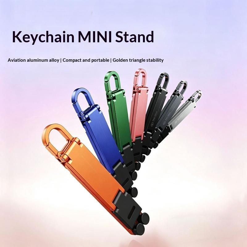 Phone Accessories Keychain - 折りたたみ式ミニキーホルダー型携帯電話スタンド、多角度調整可能なハンズフリーホルダー、デスクや旅行用携帯電話サポート用品