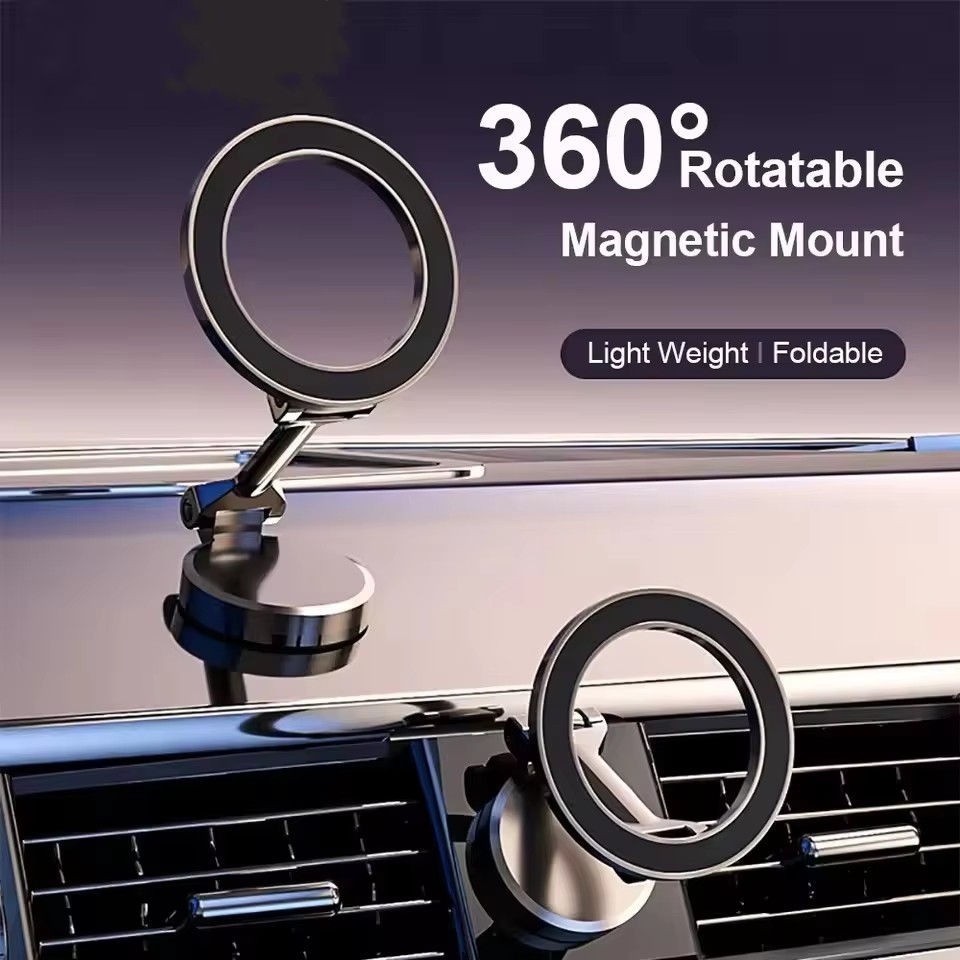 Phone Accessories And Gadget - マグセーフ360対応折りたたみ式マグネット式車載携帯電話ホルダー ° iPhone 17、Huawei、Xiaomi対応 車載用調整可能マグネット式マウントスタンド