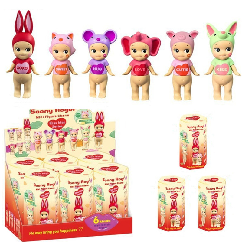Phone Accessories Sonny Angel - キュートエンジェルキスシリーズブラインドボックス：キュートで可愛いコレクタブルドール、デスクトップオーナメント、モデル、携帯電話チャーム、装飾ギフト