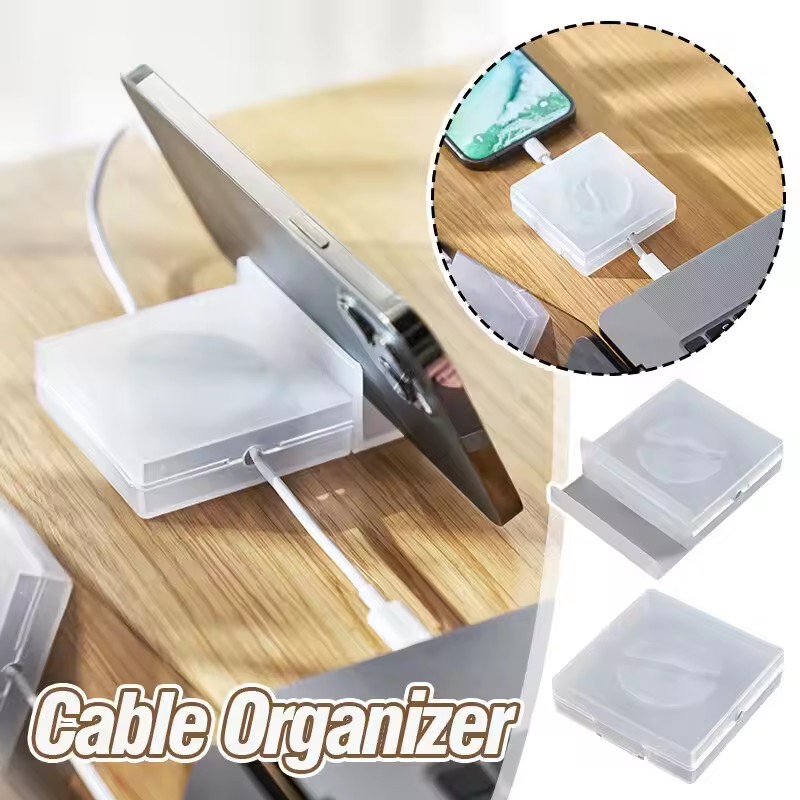 Phone Accessories Charger - ポータブル透明ケーブルオーガナイザー コード管理 USBケーブルワインダー 格納式電話ホルダー 充電器ワイヤー収納プロテクター