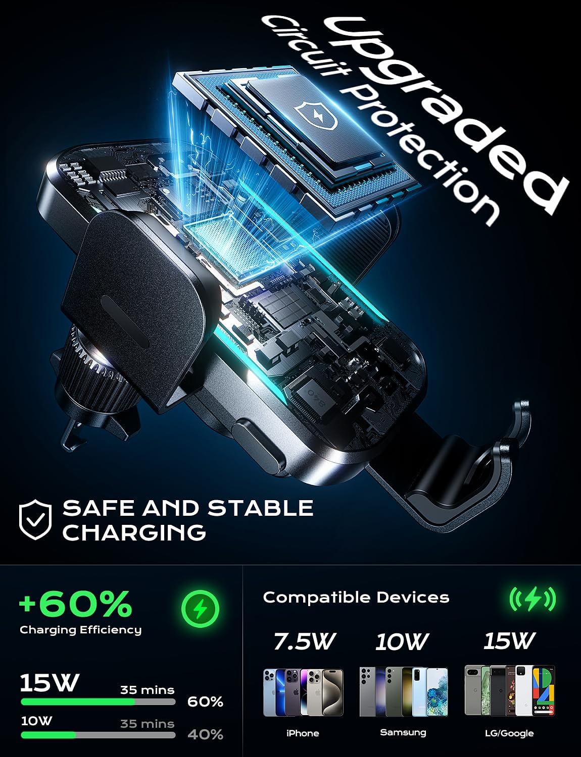Uyuxio-ワイヤレスカーチャージャー,超高速充電,自動ク - Phone Cooling Fan のレビューと価格