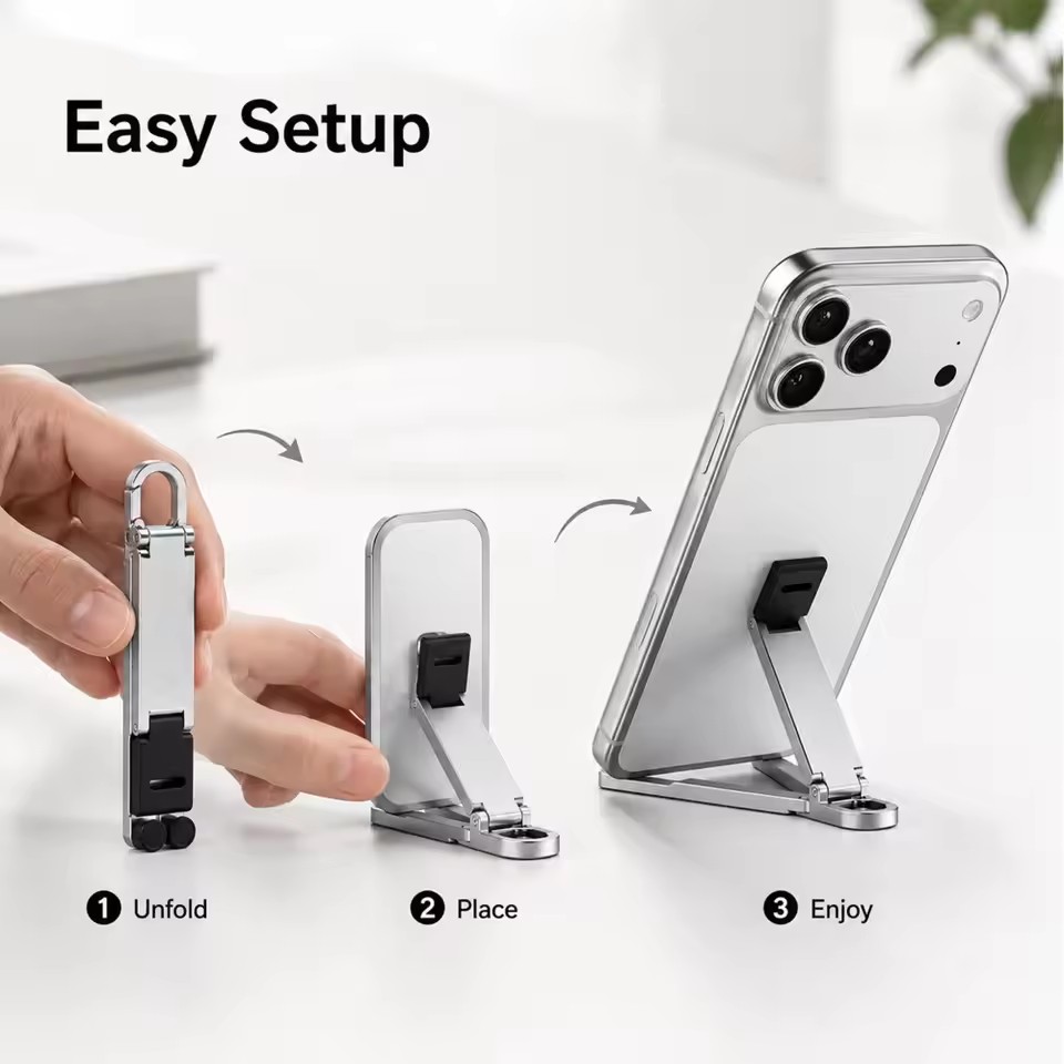 ミニキーチェーン折りたたみ式携帯電話背面クリップスタンド、ポ - Phone Accessories Keychain のレビューと価格