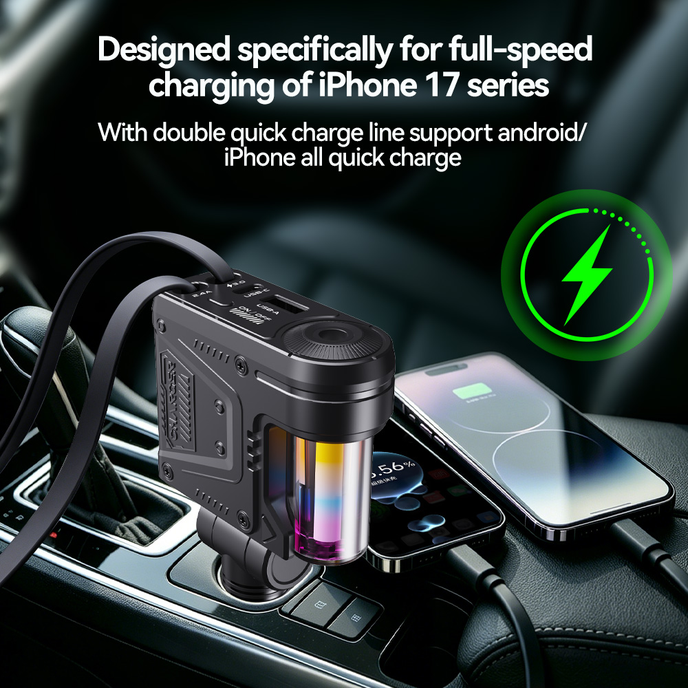 5 in 1 車載充電器、66W 超高速充電、格納式Type - Phone Accessories Charger のレビューと価格