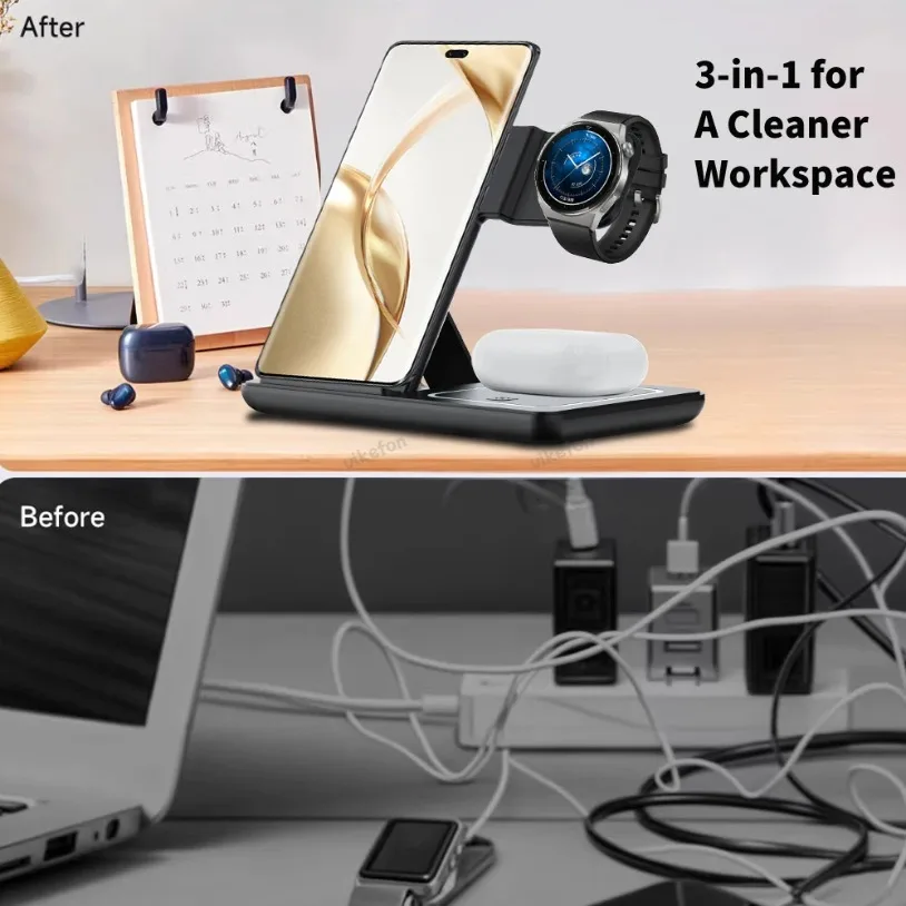 3 in 1 折りたたみ式ワイヤレス充電器デスクスタンド S - Phone Cooling Fan のレビューと価格