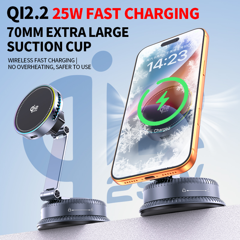 360度回転ICE冷却ファンQI2 25Wマグネティックカー - Phone Cooling Fan のレビューと価格