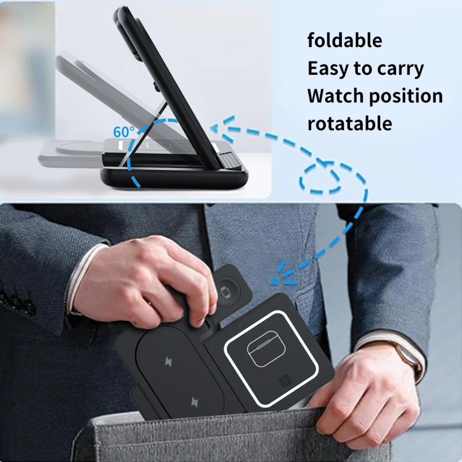 3in1折りたたみ式ナイトLEDライトワイヤレス充電スタンド - Phone Cooling Fan のレビューと価格