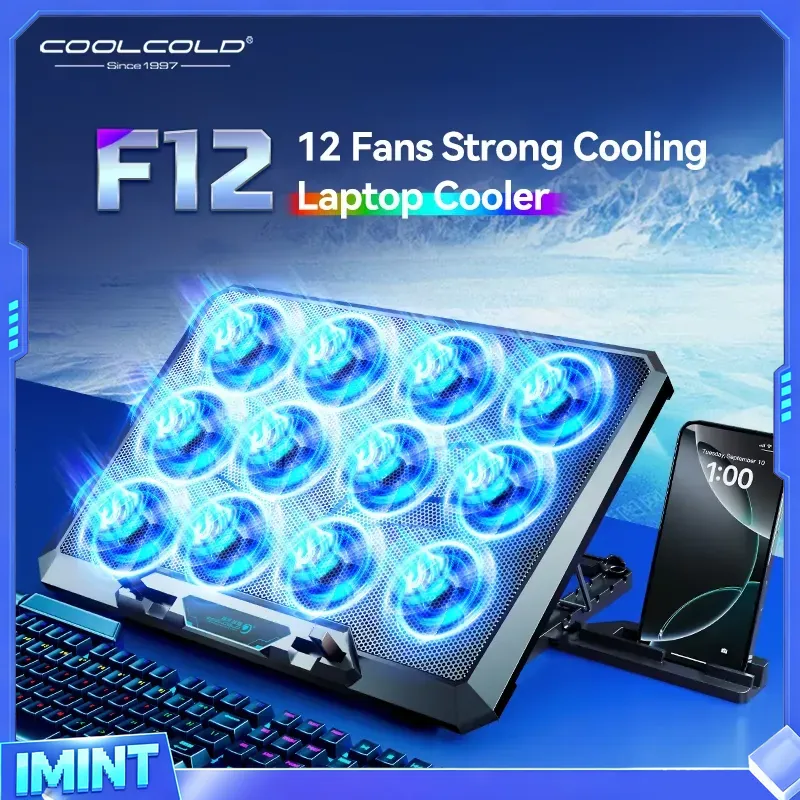 COOLCOLD ノートパソコン冷却パッド 12個の静音ファ - Phone Cooling Fan のレビューと価格