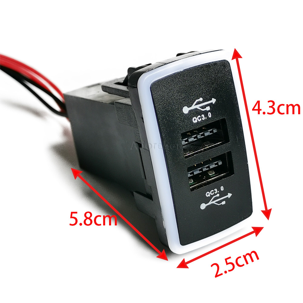 1PC ブルー LED 車の充電器ソケットデュアル QC3. - Phone Accessories Charger のレビューと価格
