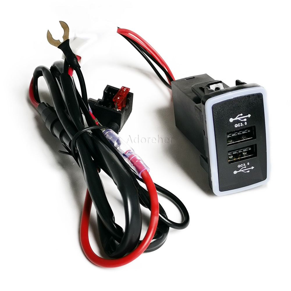 1PC ブルー LED 車の充電器ソケットデュアル QC3. - Phone Accessories Charger のレビューと価格